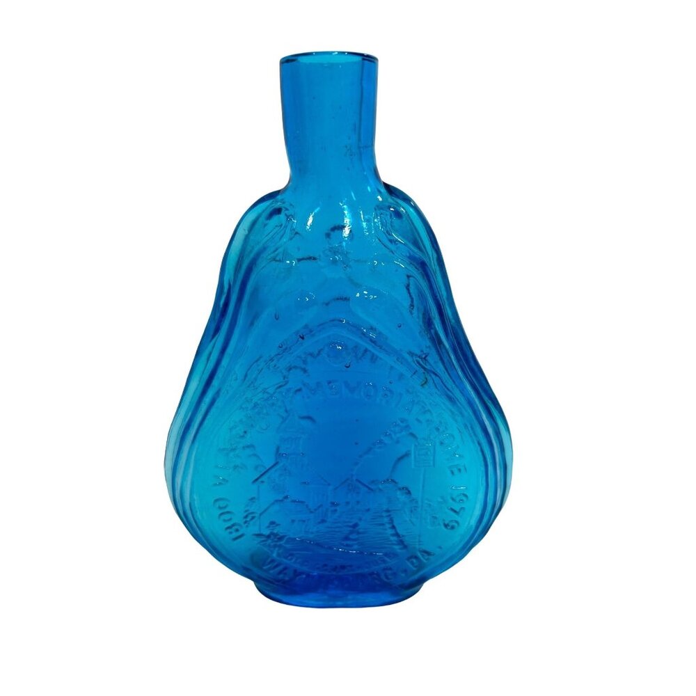 Clevenger Brothers Glass Works Blue Bottle Handmade Curry Memorial Home 1979 Vtg